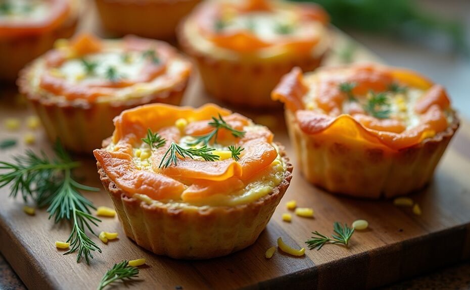 elegant smoked salmon quiches