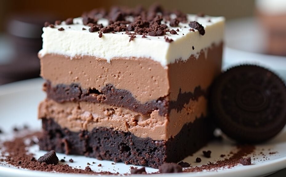 rich layered chocolate dessert