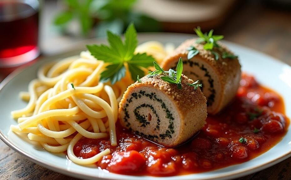 braised italian stuffed beef rolls