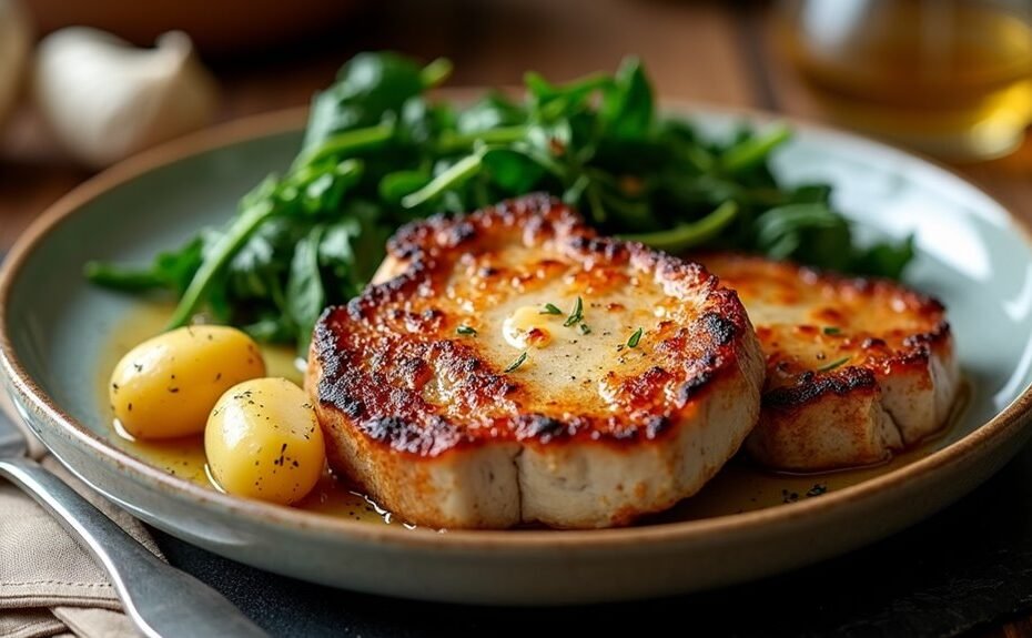 pork chops with potatoes greens