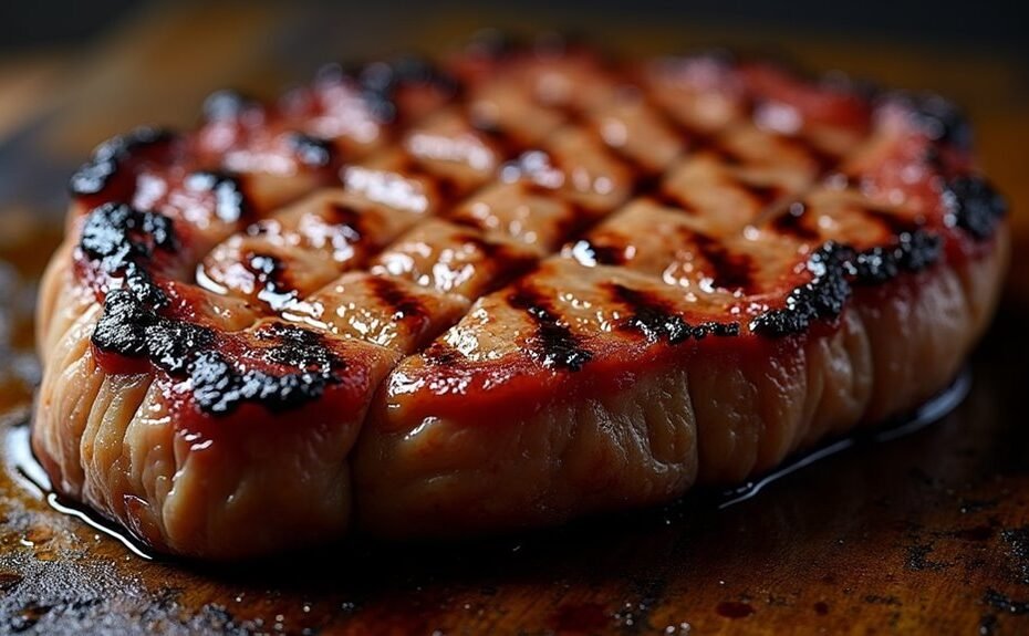 savory charbroiled bone in rib eye