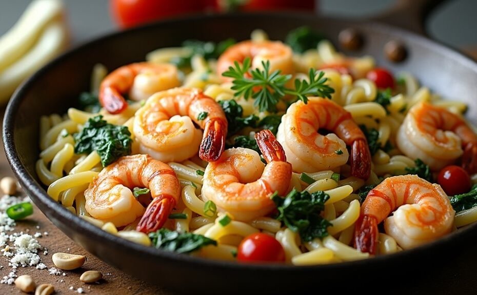 skillet cooked shrimp and orzo pasta