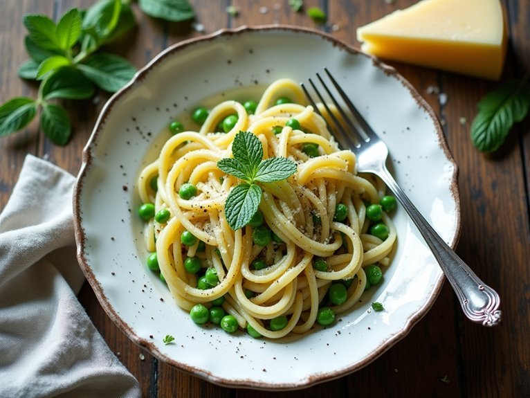 creamy mint fettuccine dish