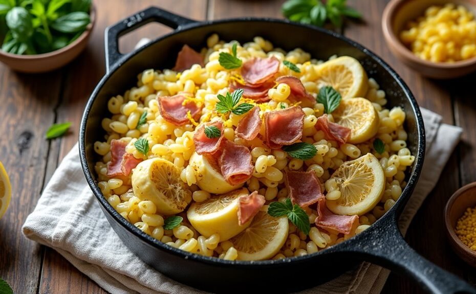 crispy artichoke and lemon infused orzo