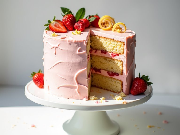 lemon strawberry flavored layer cake