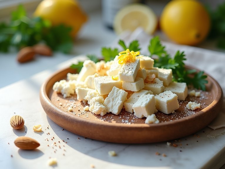 nutty crumbly almond feta