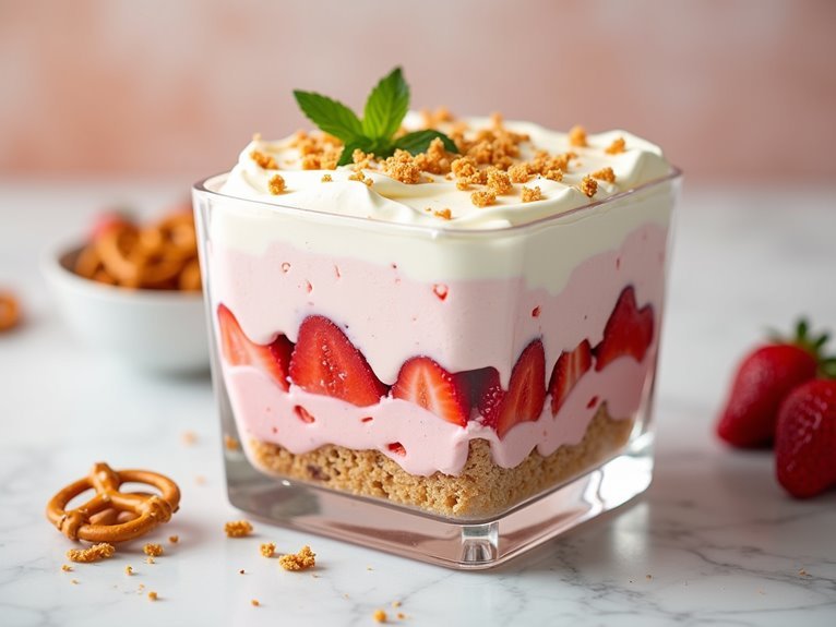 strawberry pretzel fluff dessert