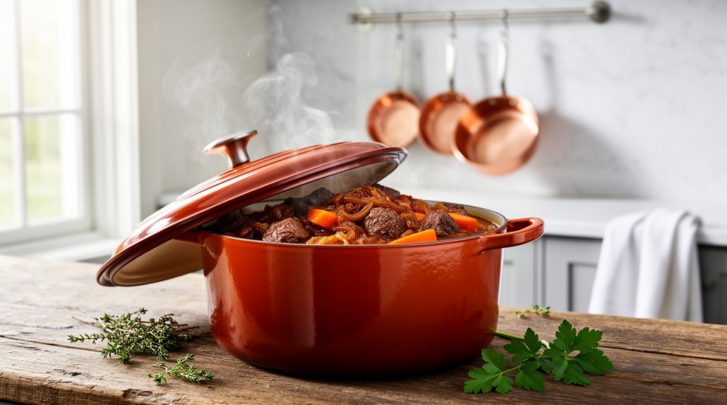 large enameled dutch oven durability capacity heat distribution